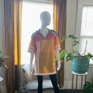 Kimchi Blue/Urban Outfitters Orange & Pink Mesh Sporty V-Neck Top